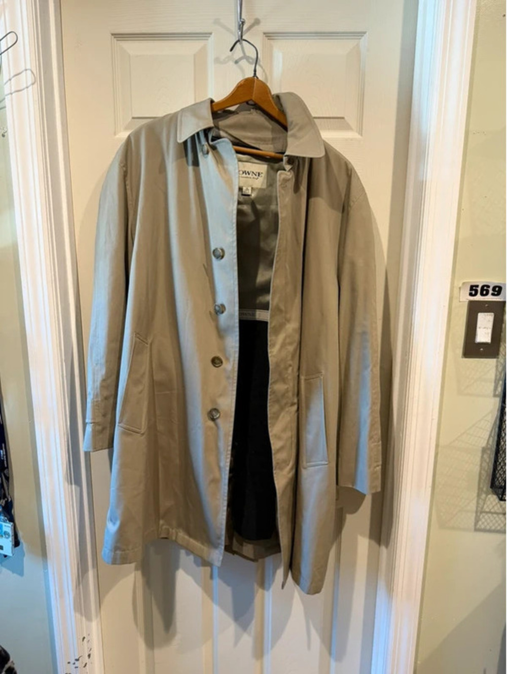 Beige London Fog Trenchcoat Jacket 46L Removable Liner